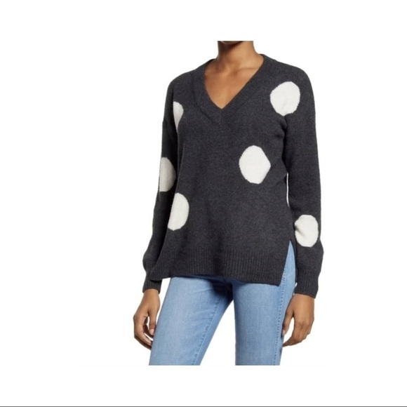 Madewell Dotted Bartlett V-Neck Pullover Sweater - Picture 1 of 4